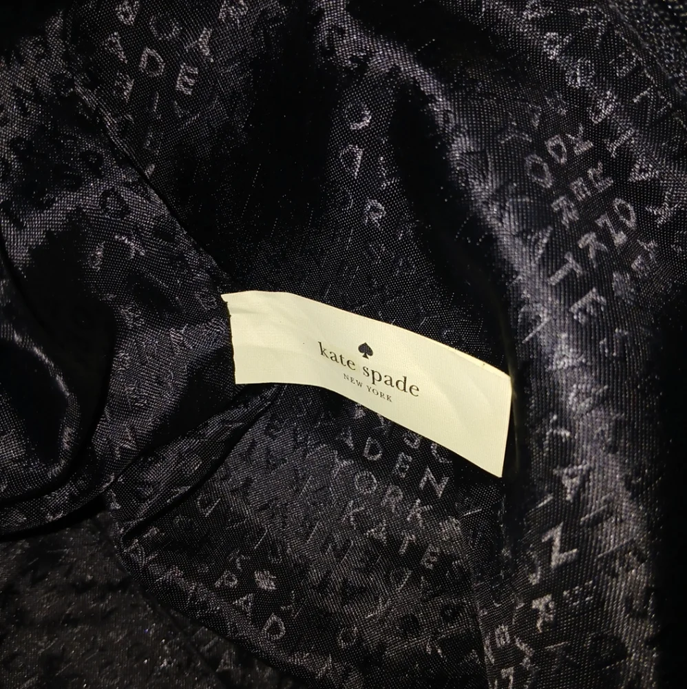 Kate Spade New York Black and White Striped Nylon Tote Shoulder Bag,